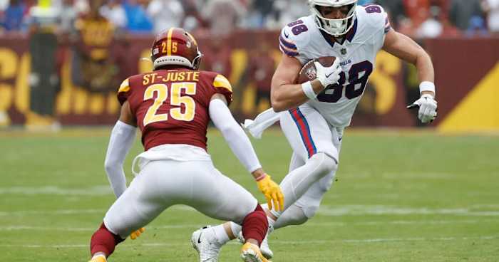 Washington Commanders cornerback Benjamin St-Juste in action against the Buffalo Bills on Sunday.